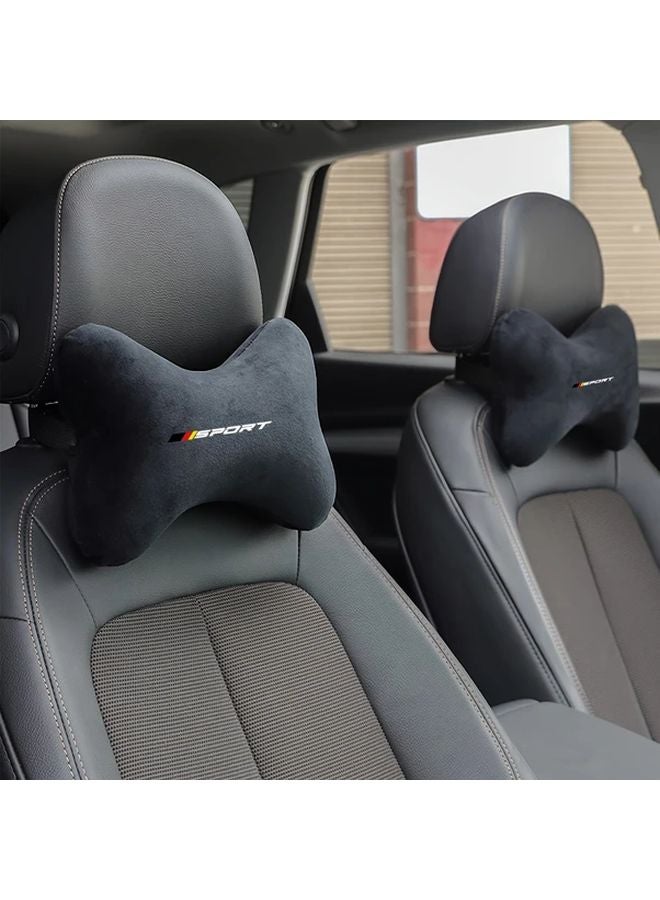 Universal Black Car Headrest Seat Soft Plush Head Neck Support Breathable Comfort For Most Models - Image 3